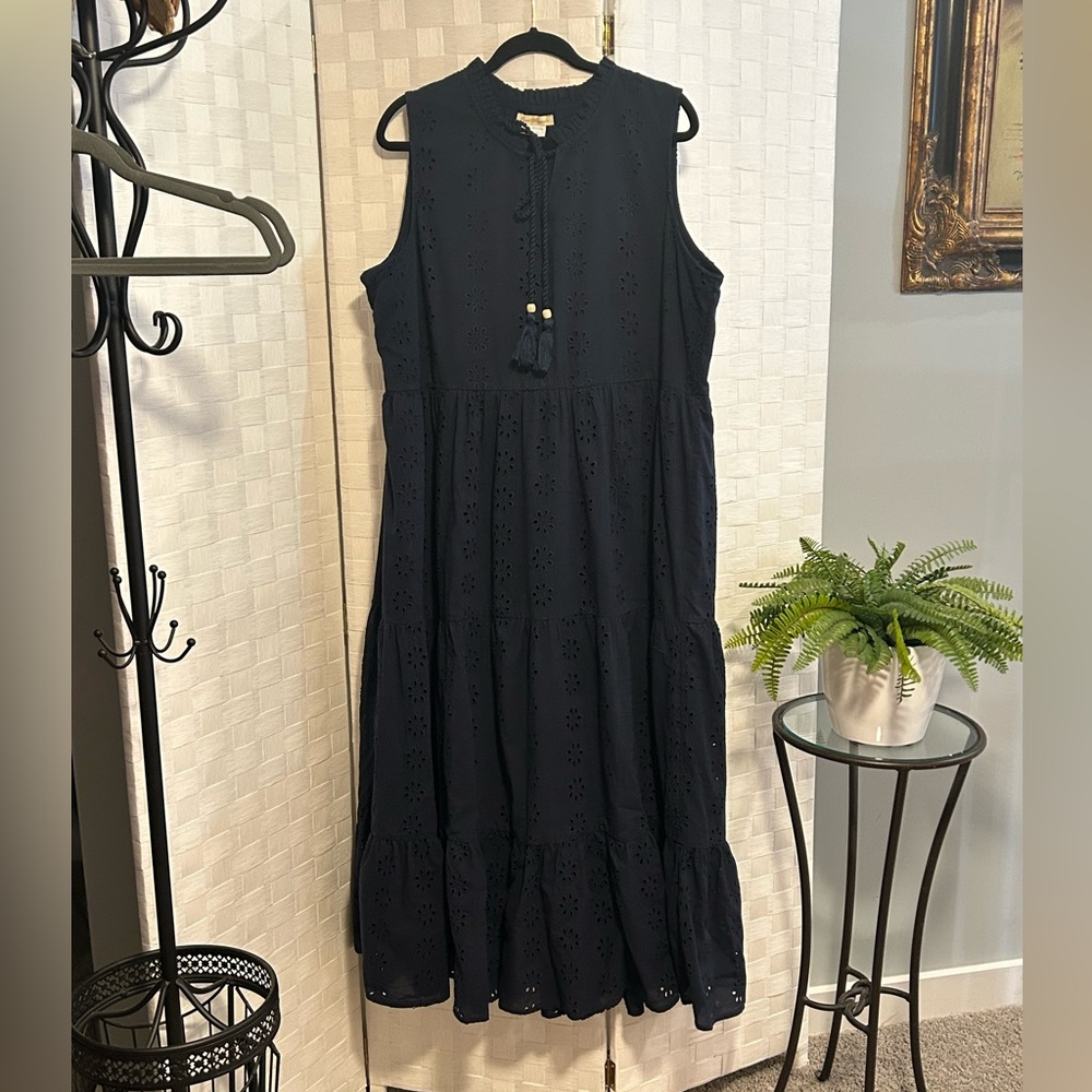 Sweet Magnolia Navy Eyelet Tiered Maxi Dress